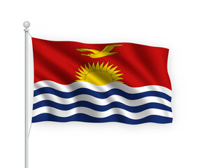 3d waving flag Kiribati Isolated on white background.