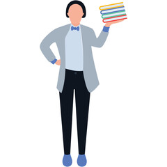 
Librarian flat icon design, bookkeeper 
