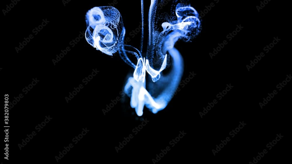 Aufkleber beautiful effect of glow particles in liquid stream, like effect ink dissolve in water. abstract ani
