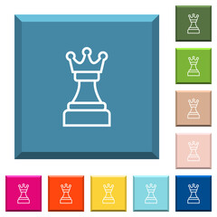 White chess queen white icons on edged square buttons