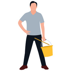 
Mopping man flat icon design 
