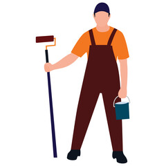 Fototapeta premiumPainter flat icon design, wall painter 