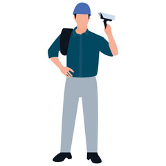 
 Person wearing hard hat architect flat icon design 
