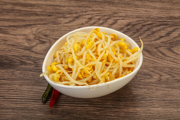 Soy sprout heap in the bowl