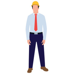 
 Person wearing hard hat architect flat icon design 
