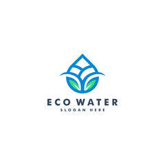 water and leaf logo design. nature icon symbol vector illustration