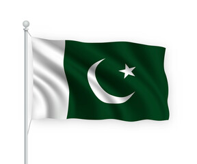 3d waving flag Pakistan Isolated on white background.