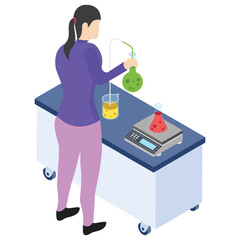 
Chemistry flask isometric icon design 
