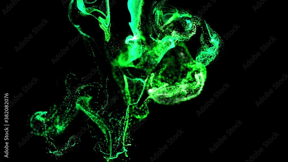 Aufkleber beautiful effect of glow particles in liquid stream, like effect ink dissolve in water. abstract ani