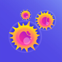 Virus infections prevention methods. Illustrations concept corona virus COVID-19 in Wuhan on blue background. Bacteria virus infection, bacteria virus microbe. Concept of icon of stopping corona virus
