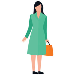 Fototapeta premium Shopping girl flat icon design, leisure time 