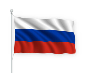 3d waving flag Russia Isolated on white background.