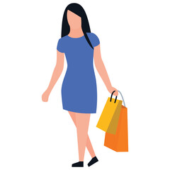 
Shopping girl flat icon design, leisure time 
