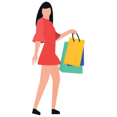 
Shopping girl flat icon design, leisure time 
