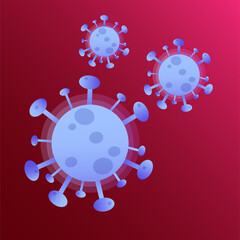 Illustrations concept corona virus COVID-19 in Wuhan on red background. Bacteria virus infection, bacteria virus microbe. Concept of icon of stopping corona virus. Illustration graphic vector. 