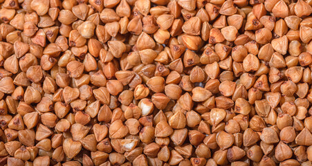 Buckwheat still life photo background above view