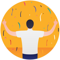 
Flat icon design of winner celebration 

