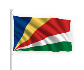 3d waving flag Seychelles Isolated on white background.