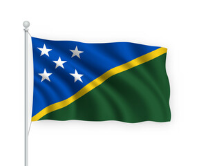 3d waving flag Solomon Islands Isolated on white background.