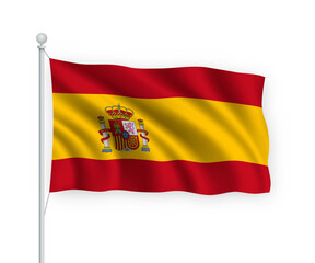 3d waving flag Spain Isolated on white background.