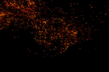fire flame with sparks on black background