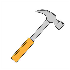 Flat simple illustration of simple hammer for web and app