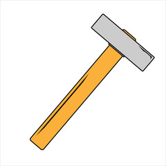 Flat simple illustration of simple hammer for web and app