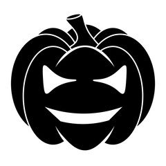 Simple Halloween scary pumpkin with funny face in flat style