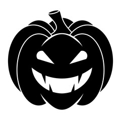 Simple Halloween scary pumpkin with funny face in flat style