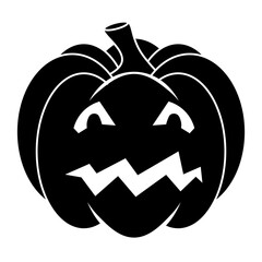 Simple Halloween scary pumpkin with funny face in flat style