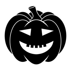 Simple Halloween scary pumpkin with funny face in flat style