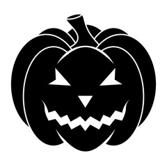 Simple Halloween scary pumpkin with funny face in flat style
