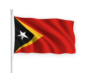 3d waving flag Timor-Leste Isolated on white background.