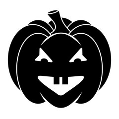 Simple Halloween scary pumpkin with funny face in flat style