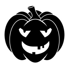 Simple Halloween scary pumpkin with funny face in flat style