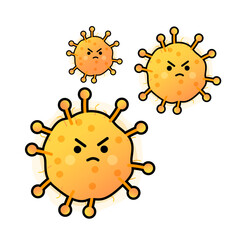 Corona virus 2019-nCoV Emoji pattern on white background. Physical distancing. Corona Virus in Wuhan, China, Global Spread. Dangerous chinesse virus. Concept of icon of stopping corona viruses. 