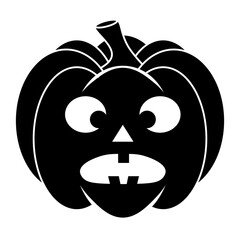 Simple Halloween scary pumpkin with funny face in flat style