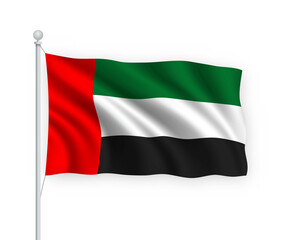 3d waving flag United Arab Emirates Isolated on white background.