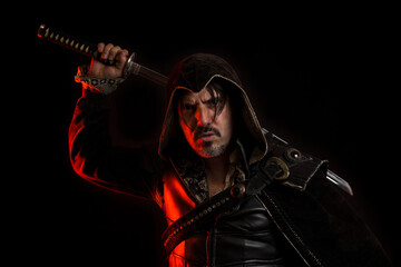 Obraz premium Angry man with katana.