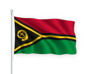 3d waving flag Vanuatu Isolated on white background.