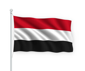 Fototapeta na wymiar 3d waving flag Yemen Isolated on white background.
