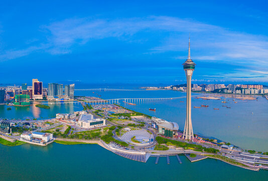 Aerial photographs of the coastal scenery of the Macao Special Administrative Region of China