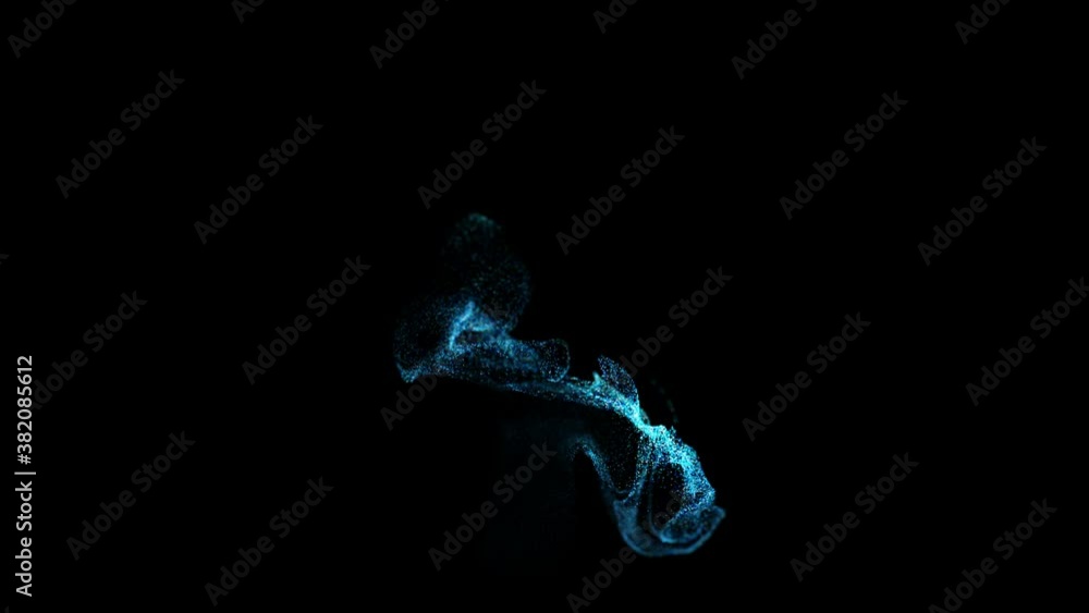 Aufkleber beautiful effect of glow particles in liquid stream, like effect ink dissolve in water. abstract ani