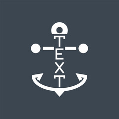 Anchor Text Related Vector Glyph Icon. Isolated on Black Background. Vector Illustration.