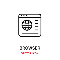 browser icon vector symbol. browser symbol icon vector for your design. Modern outline icon for your website and mobile app design.