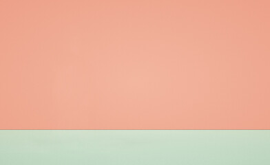 Obraz premium Abstract horizontally divided bi-color retro background. Pastel pink and green color.