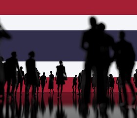 Anonymous people on the flag of Thailand background. 3d rendering