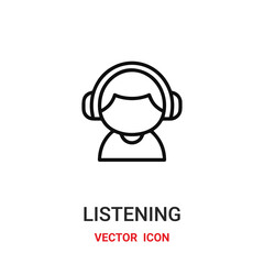 listening icon vector symbol. listening symbol icon vector for your design. Modern outline icon for your website and mobile app design.