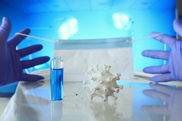 ampoules medicine vaccine concept, abstract background, vaccination virus protection