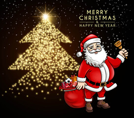 shiny santa claus card